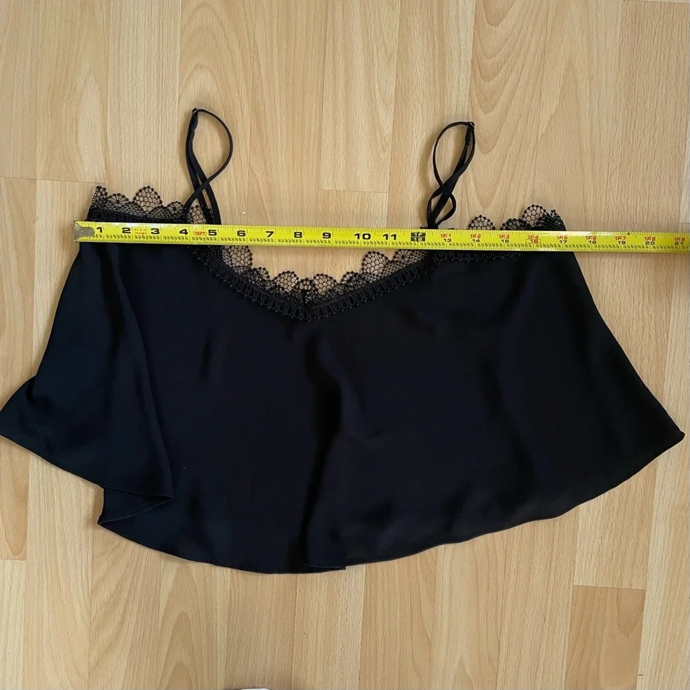 BCBG Black Lace Trim Camisole Crop Top Loose Flowy Cropped Cami tank XS NWOT - Picture 7 of 10
